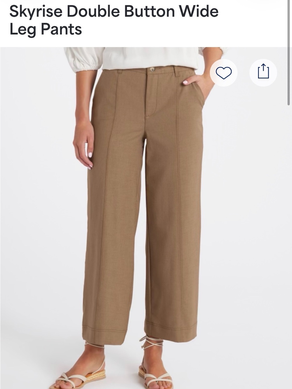 Democracy Skyrise Double Button Wide Leg Pants | Brown | 10P Petite | 27” Inseam